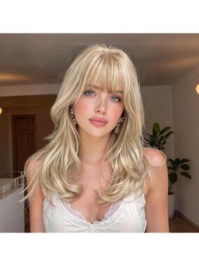 Women's Platinum Parting Layered Hairstyle Curly Synthetic Heat Resistant Wigs